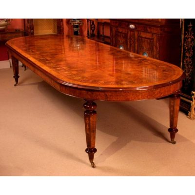 00917-Amazing-Bespoke-Handmade-12ft-Victorian-Style-Burr-Walnut-Marquetry-Dining-Table-2