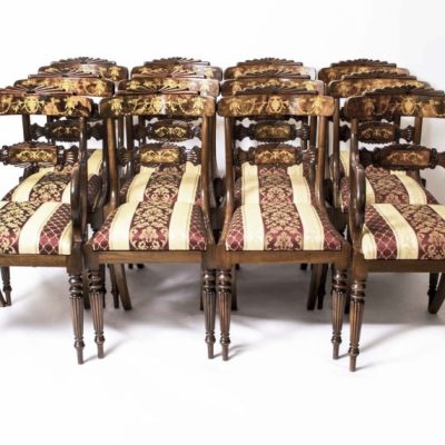 Bespoke Marquetry Dining Chairs Regency Style