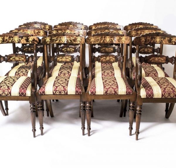 Bespoke Marquetry Dining Chairs Regency Style