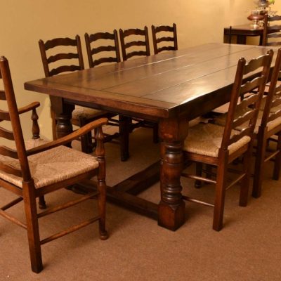 03869a-Bespoke-Solid-Oak-Refectory-Dining-Table-&-10-Chairs-2